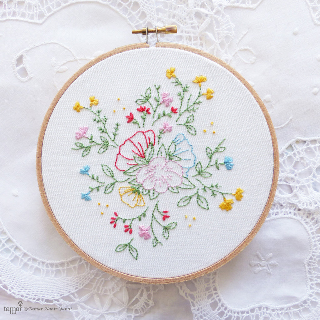 Bouquet of Flowers - 6 embroidery kit – Tamar Nahir-Yanai