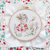 Festive Lady and Deer - 6" embroidery kit