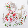 Festive Lady and Deer - 6" embroidery kit