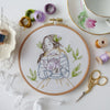 Tea Time Lady in Color - 6" embroidery kit