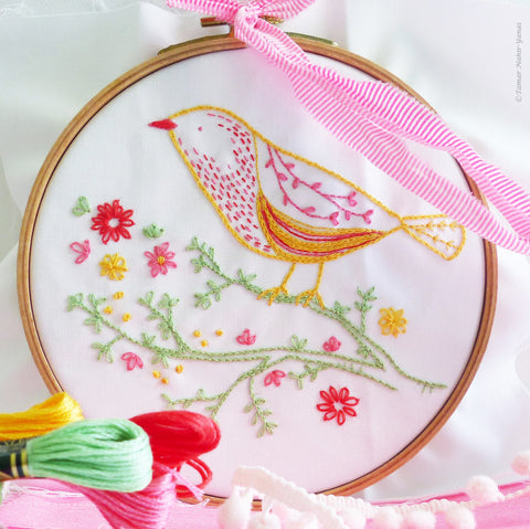 Four Seasons of Birds Hand Embroidery Kit, DIY Colorful Wall Art